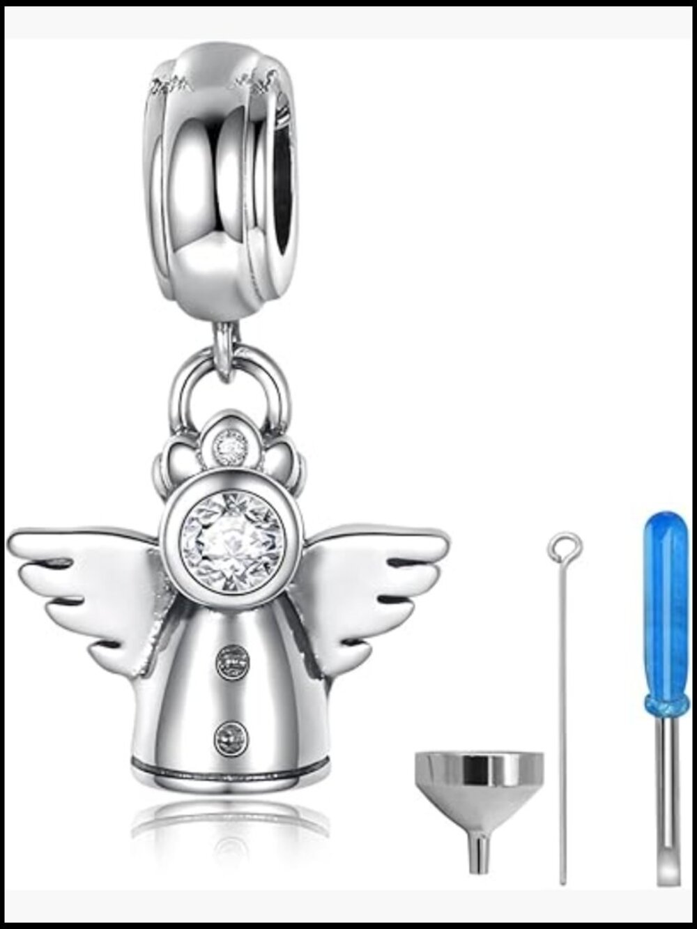 Angel Urn Cremation Charm Sterling Silver Memorial Keepsake Bracelet Pendant